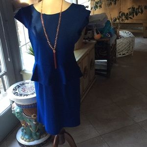 North Central Park blue dress with peplum. NWOT